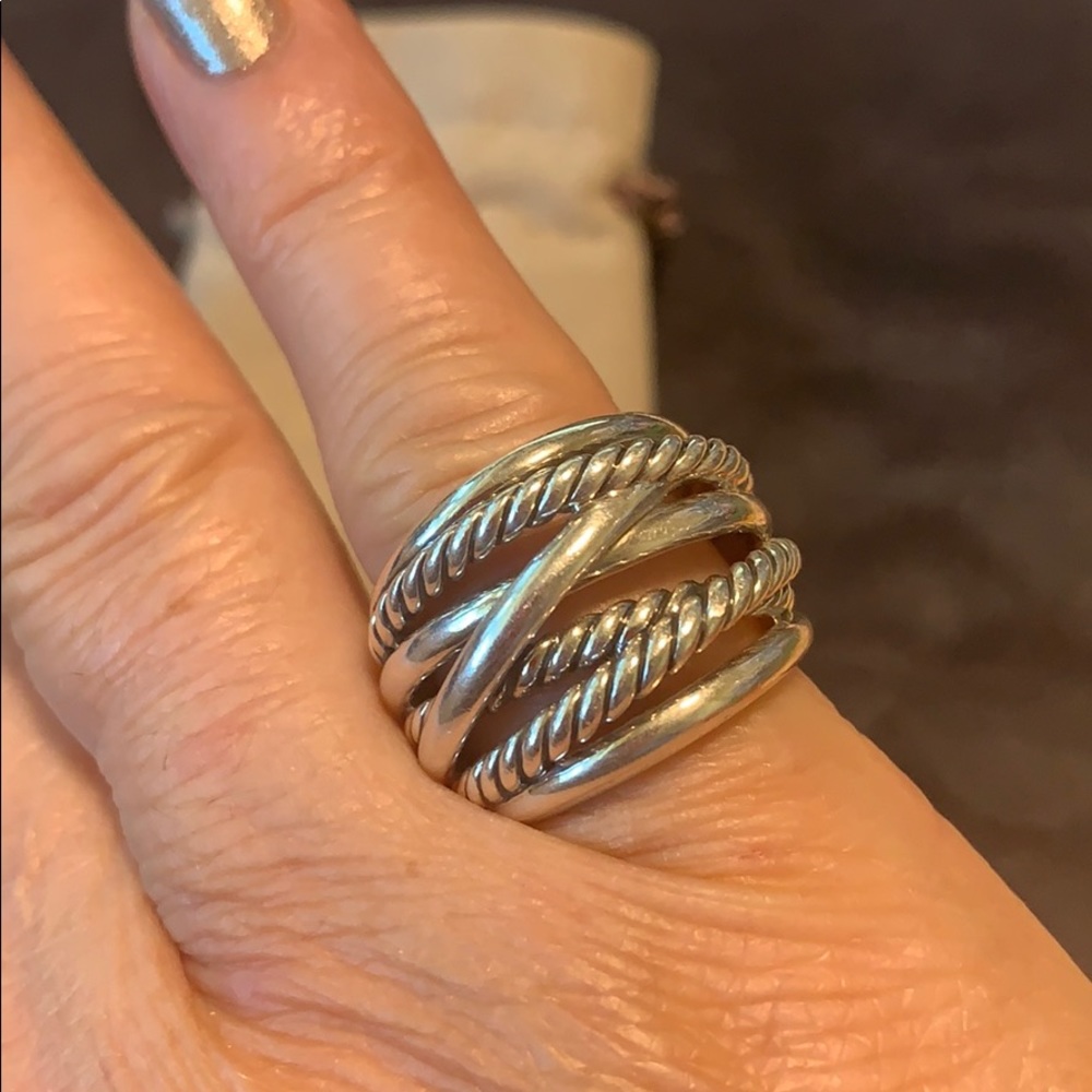D Yurman Sterling Silver Crossover Wide Ring 6.5 - Picture 3 of 9